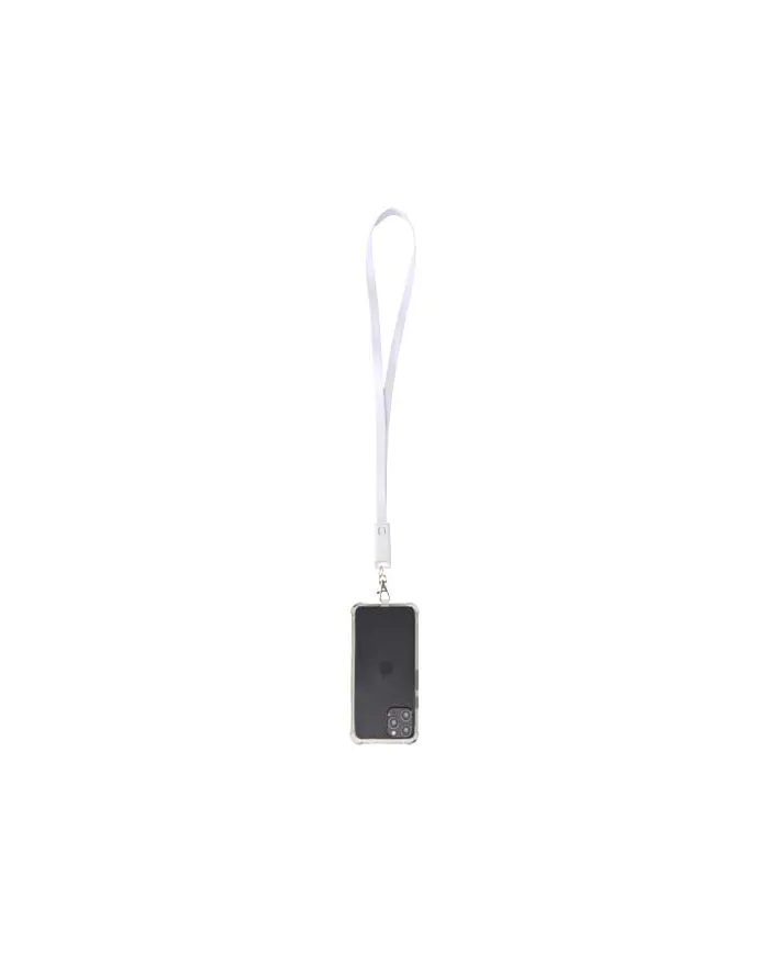 Lanyard per smartphone in plastica riciclata con cavo integrato per la sincronizzazione dati e la ricarica rapida - cod. P124447