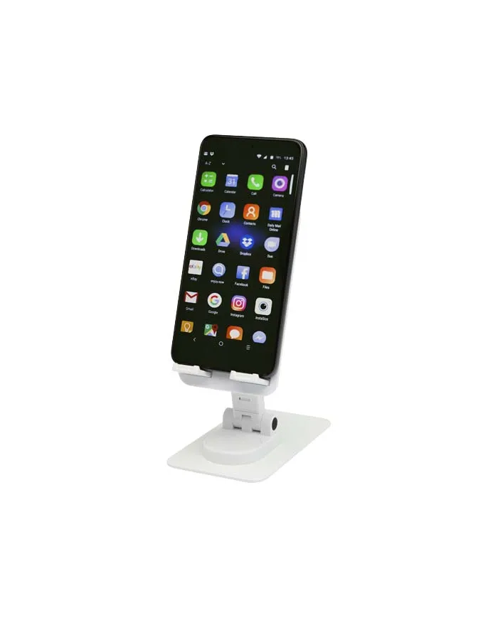 Supporto per telefono pieghevole in plastica riciclata con supporto da tavolo in metallo Alhena - cod. P124467