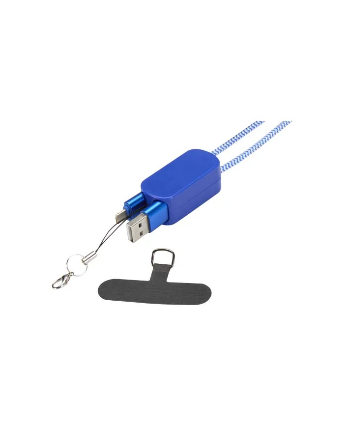 Lanyard per smartphone in plastica riciclata con cavo integrato 5-in-1 da 27 W Anser - cod. P124494