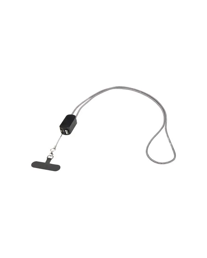 Lanyard per smartphone in plastica riciclata con cavo integrato 5-in-1 da 27 W Anser - cod. P124494