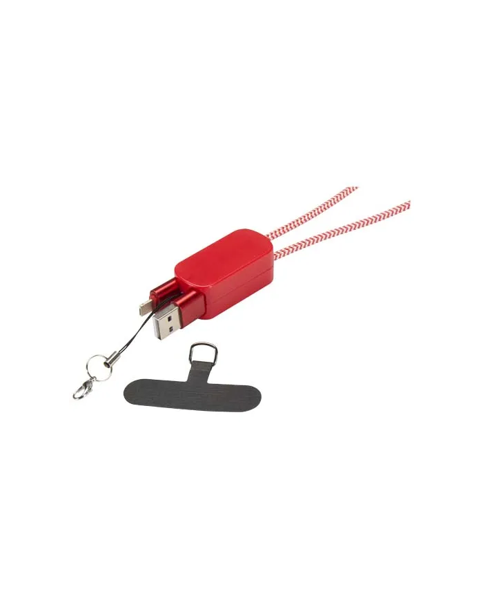 Lanyard per smartphone in plastica riciclata con cavo integrato 5-in-1 da 27 W Anser - cod. P124494