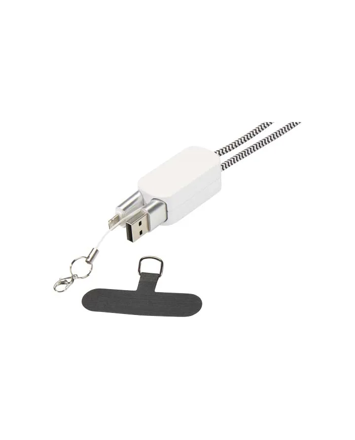 Lanyard per smartphone in plastica riciclata con cavo integrato 5-in-1 da 27 W Anser - cod. P124494