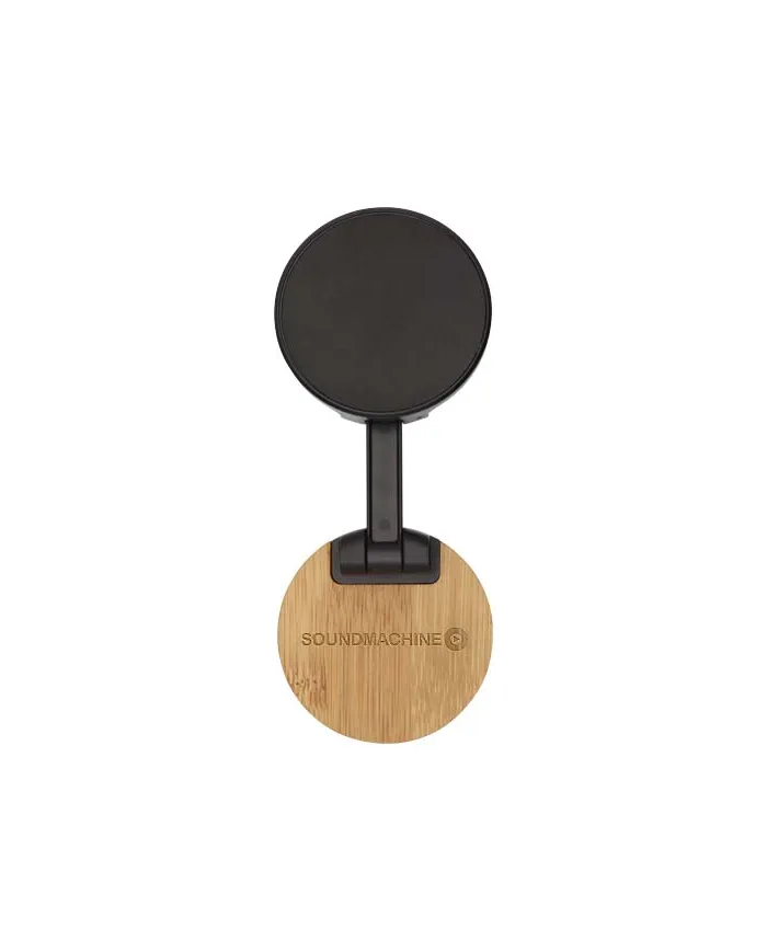 Supporto magnetico per telefono pieghevole in plastica riciclata con dettagli in bambù Alcor - cod. P124463