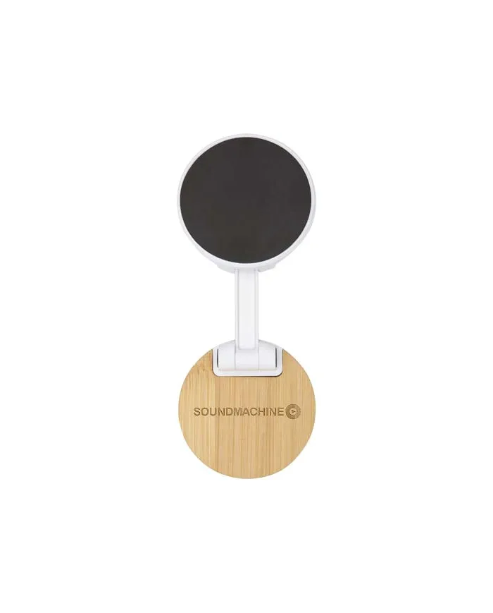 Supporto magnetico per telefono pieghevole in plastica riciclata con dettagli in bambù Alcor - cod. P124463