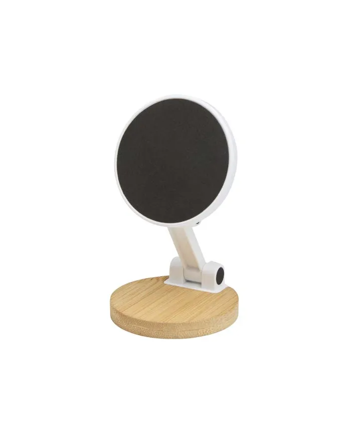 Supporto magnetico per telefono pieghevole in plastica riciclata con dettagli in bambù Alcor - cod. P124463