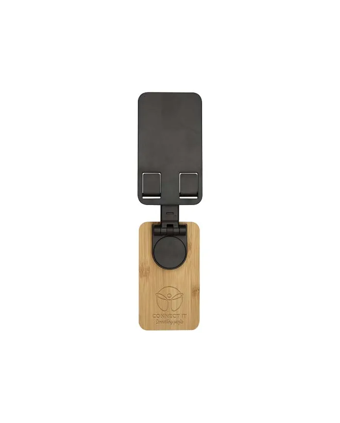 Supporto per telefono da tavolo pieghevole in plastica riciclata con dettagli in bambù Alfirk - cod. P124464