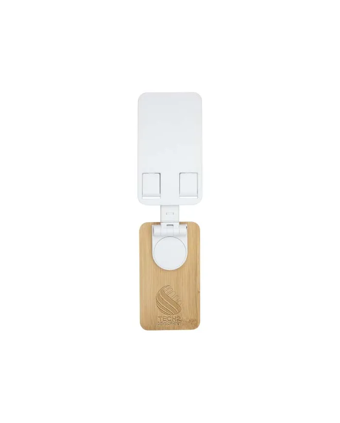 Supporto per telefono da tavolo pieghevole in plastica riciclata con dettagli in bambù Alfirk - cod. P124464