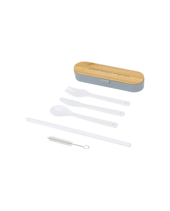 Set di posate con coperchio in bambù Runa - cod. P126365