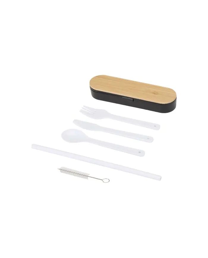 Set di posate con coperchio in bambù Runa - cod. P126365