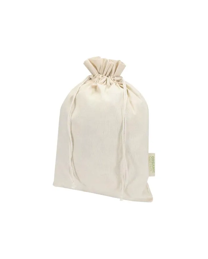 Sacchetto per confezione regalo in tessuto biologico da 140 g/m² certificato OCS, 42 x 30 cm Odisha - cod. P120798