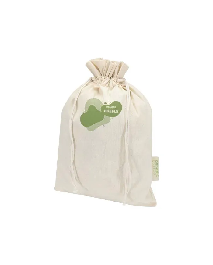 Sacchetto per confezione regalo in tessuto biologico da 140 g/m² certificato OCS, 42 x 30 cm Odisha - cod. P120798