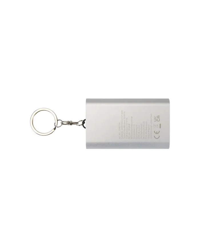 Power bank da 2000 mAh in alluminio riciclato con portachiavi Arcturus - cod. P124517