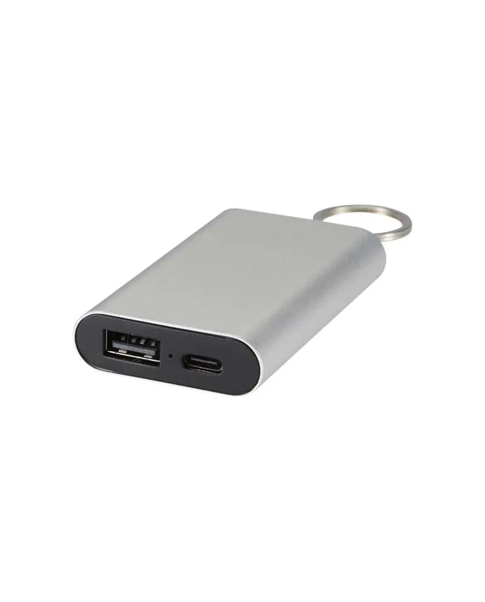 Power bank da 2000 mAh in alluminio riciclato con portachiavi Arcturus - cod. P124517