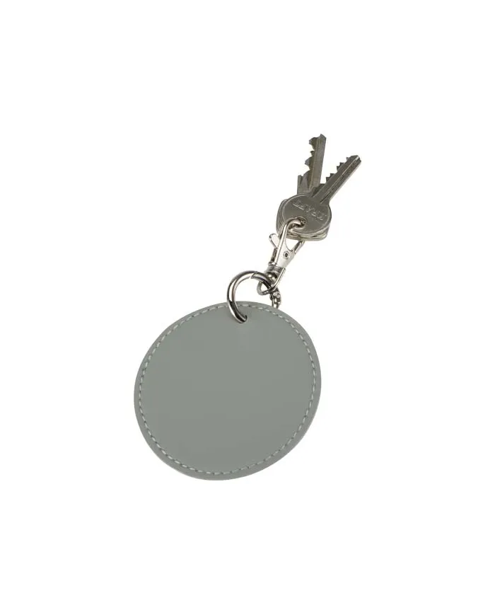 Portachiavi con charm a forma rotonda in materiale riciclato certificato GRS Resi Plus - cod. P130140