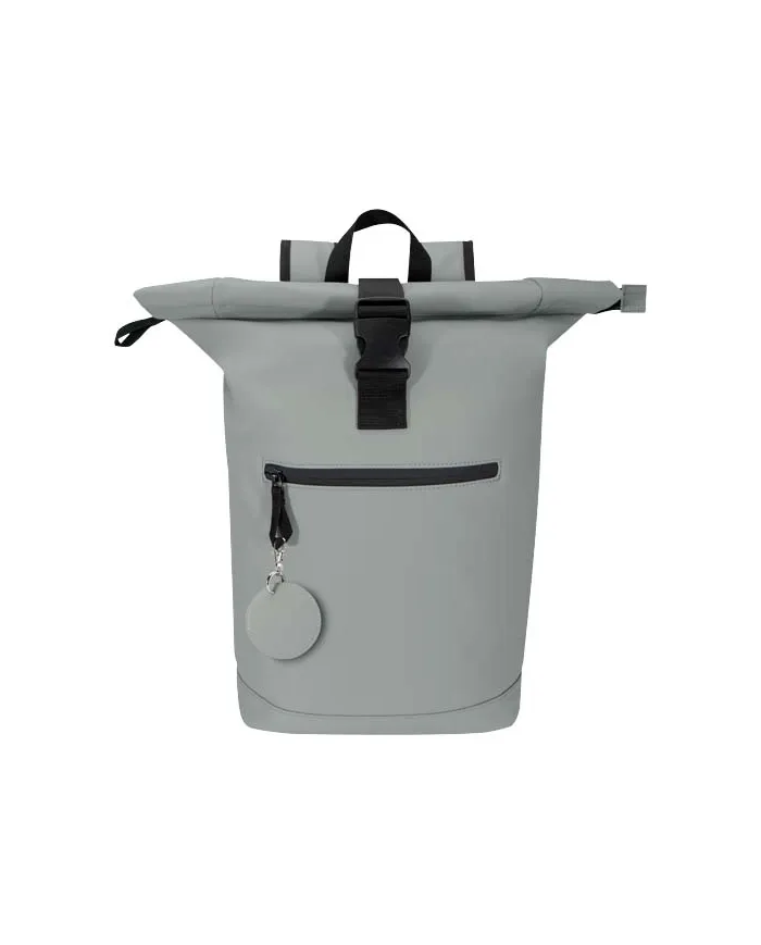 Portachiavi con charm a forma rotonda in materiale riciclato certificato GRS Resi Plus - cod. P130140
