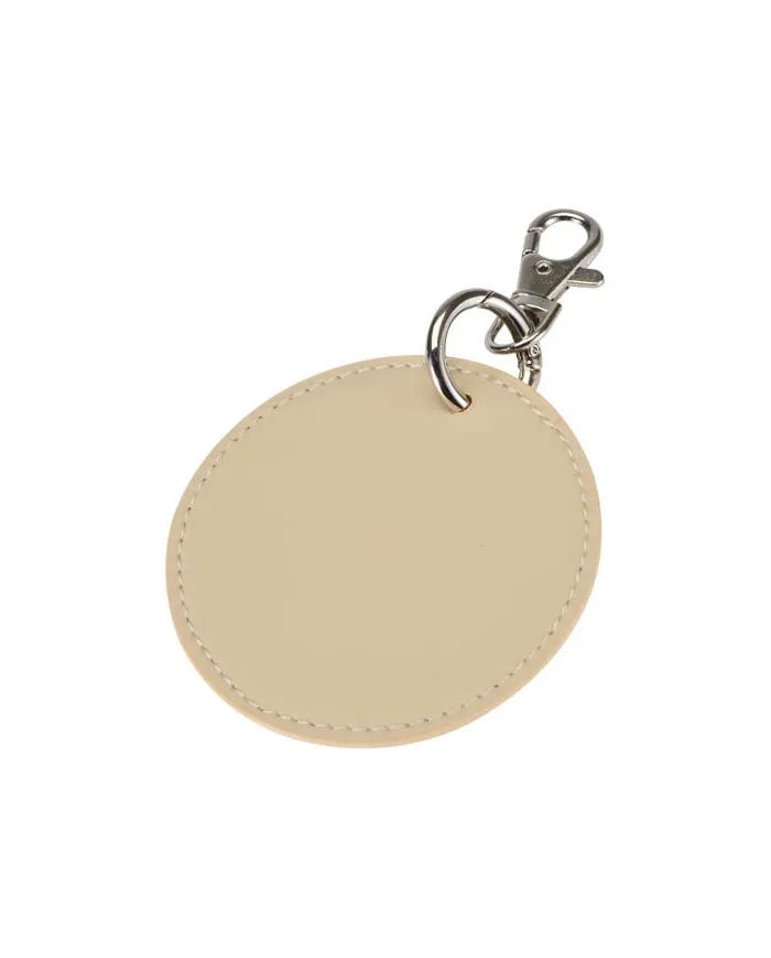Portachiavi con charm a forma rotonda in materiale riciclato certificato GRS Resi Plus - cod. P130140