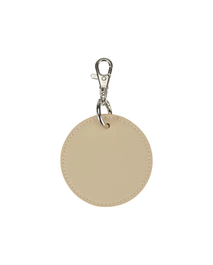 Portachiavi con charm a forma rotonda in materiale riciclato certificato GRS Resi Plus - cod. P130140