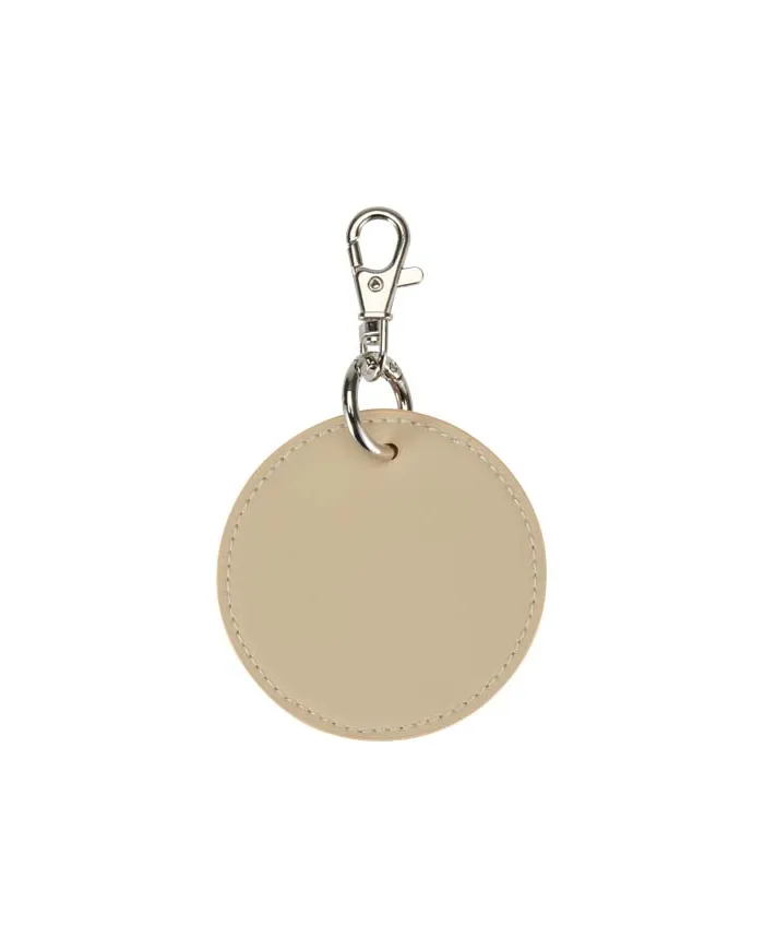 Portachiavi con charm a forma rotonda in materiale riciclato certificato GRS Resi Plus - cod. P130140
