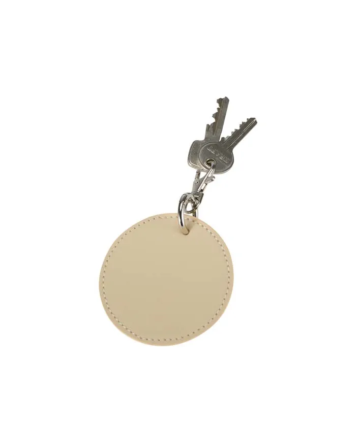 Portachiavi con charm a forma rotonda in materiale riciclato certificato GRS Resi Plus - cod. P130140