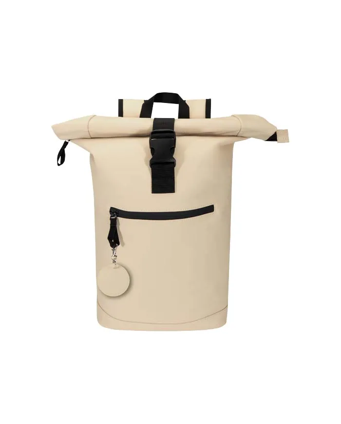 Portachiavi con charm a forma rotonda in materiale riciclato certificato GRS Resi Plus - cod. P130140