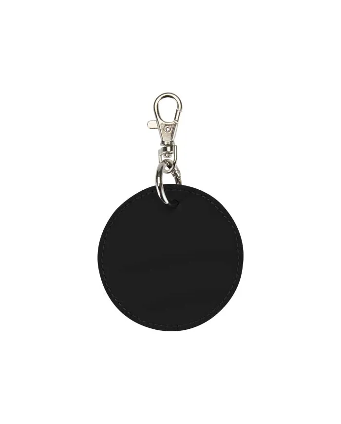 Portachiavi con charm a forma rotonda in materiale riciclato certificato GRS Resi Plus - cod. P130140