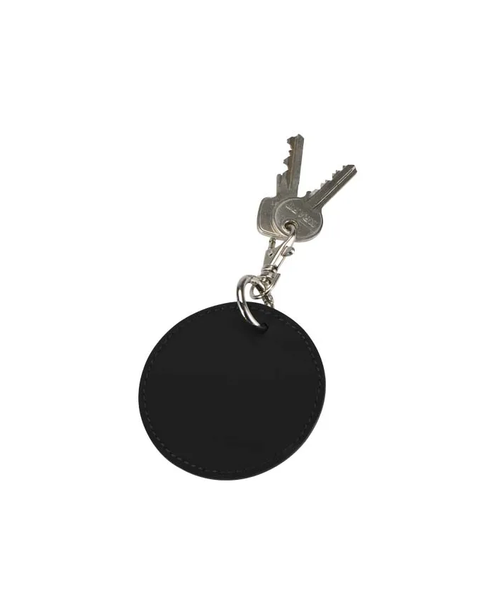 Portachiavi con charm a forma rotonda in materiale riciclato certificato GRS Resi Plus - cod. P130140