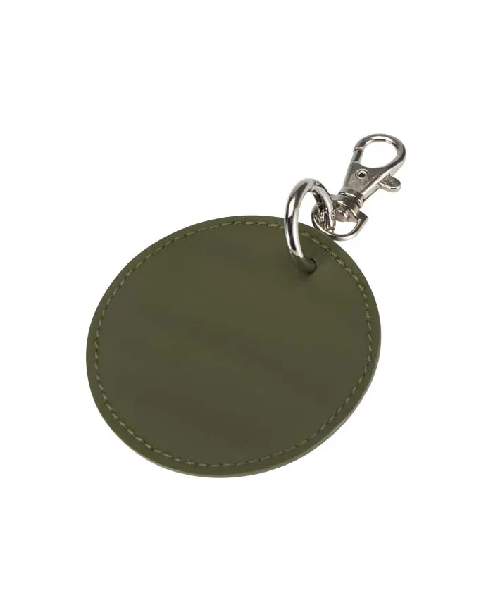 Portachiavi con charm a forma rotonda in materiale riciclato certificato GRS Resi Plus - cod. P130140