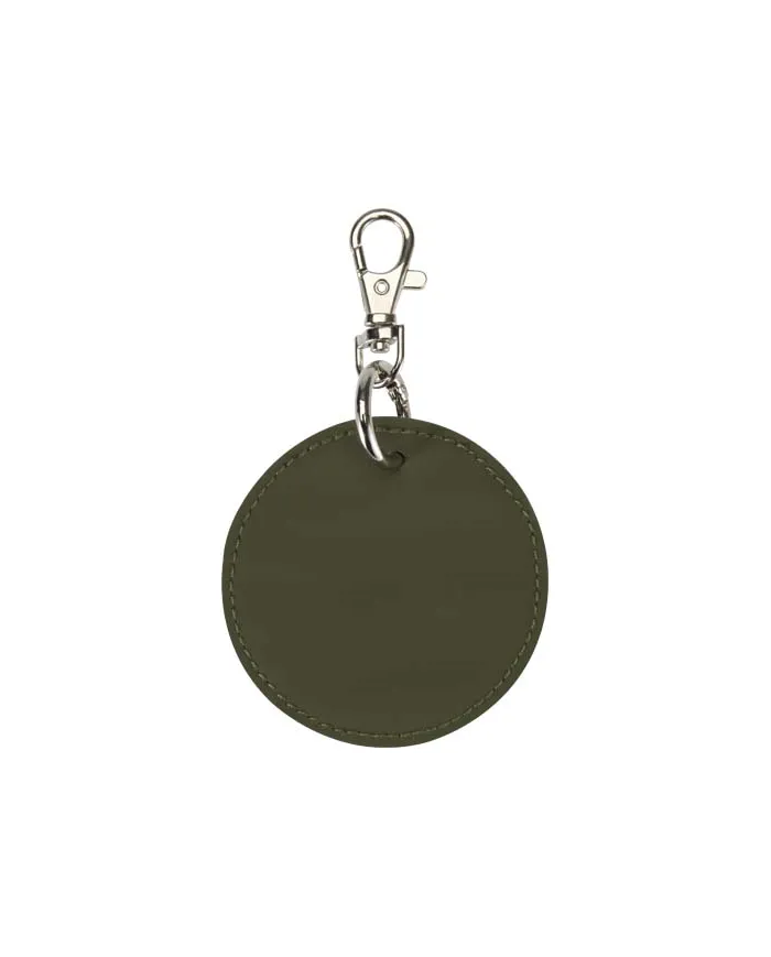 Portachiavi con charm a forma rotonda in materiale riciclato certificato GRS Resi Plus - cod. P130140