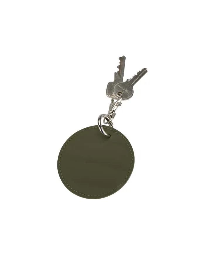 Portachiavi con charm a forma rotonda in materiale riciclato certificato GRS Resi Plus - cod. P130140