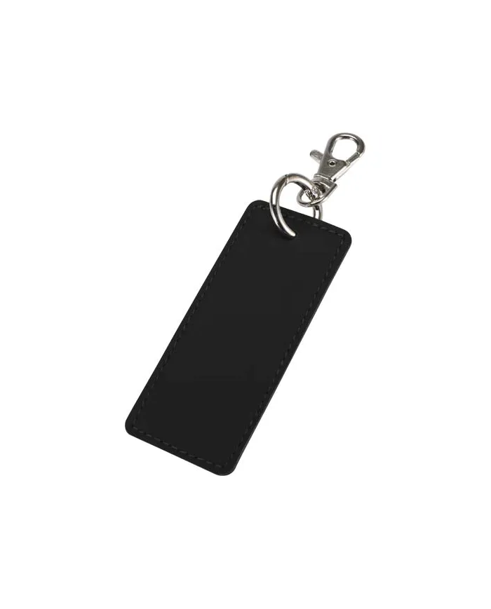 Portachiavi con charm a forma rettangolare in materiale riciclato certificato GRS Resi Plus - cod. P130141
