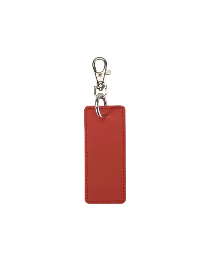 Portachiavi con charm a forma rettangolare in materiale riciclato certificato GRS Resi Plus - cod. P130141