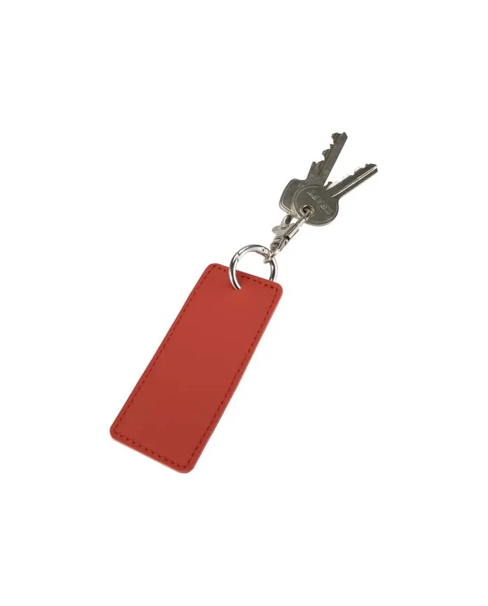 Portachiavi con charm a forma rettangolare in materiale riciclato certificato GRS Resi Plus - cod. P130141