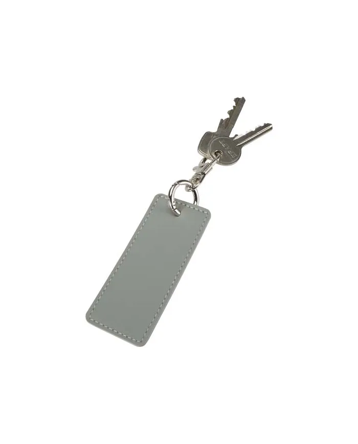 Portachiavi con charm a forma rettangolare in materiale riciclato certificato GRS Resi Plus - cod. P130141
