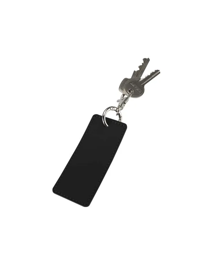 Portachiavi con charm a forma rettangolare in materiale riciclato certificato GRS Resi Plus - cod. P130141