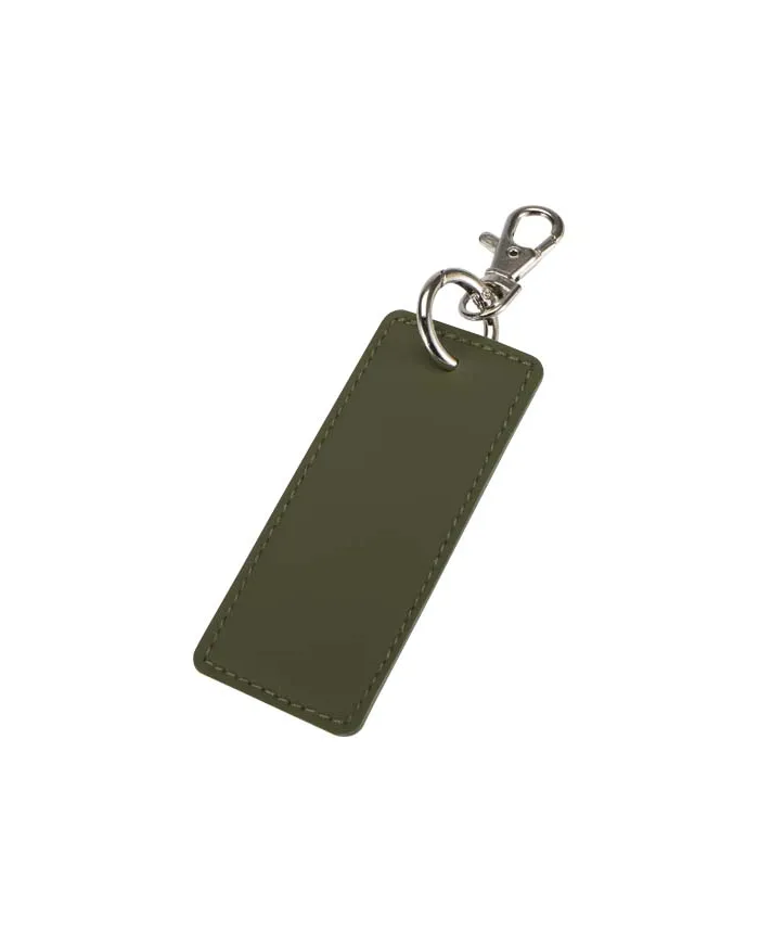 Portachiavi con charm a forma rettangolare in materiale riciclato certificato GRS Resi Plus - cod. P130141