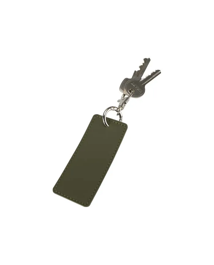 Portachiavi con charm a forma rettangolare in materiale riciclato certificato GRS Resi Plus - cod. P130141