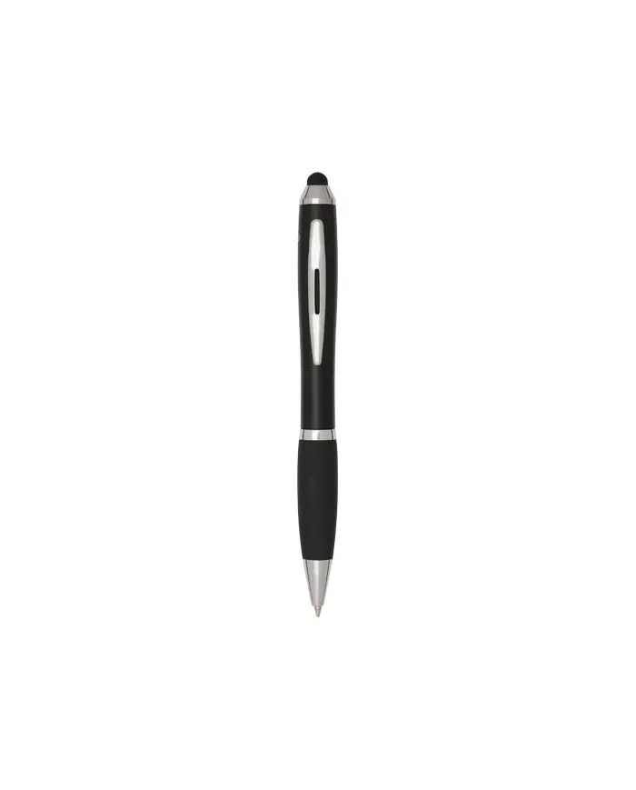 Penna a sfera con pennino plastica riciclata RCS con fusto colorato e impugnatura di colore nero (inchiostro blu) - cod. P106456