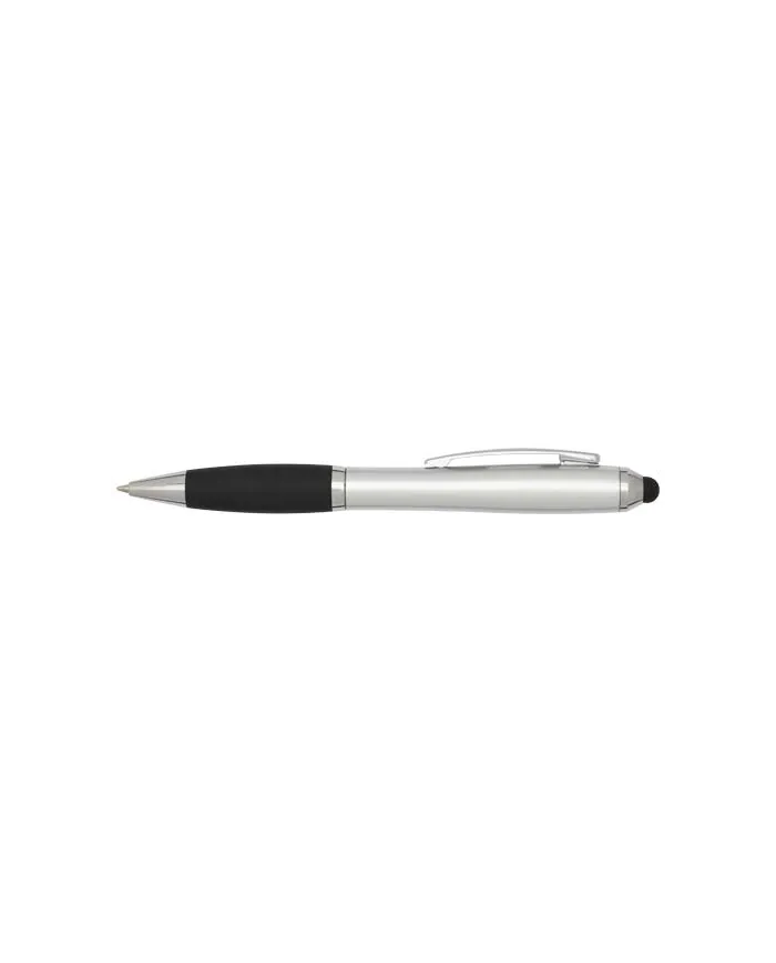 Penna a sfera con pennino plastica riciclata RCS con fusto colorato e impugnatura di colore nero (inchiostro blu) - cod. P106456