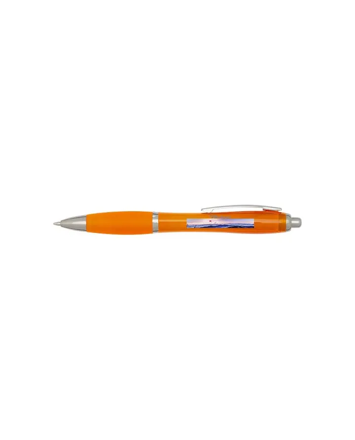Penna a sfera in plastica riciclata certificata RCS con fusto e impugnatura colorati (inchiostro blu) Nash - cod. P106453