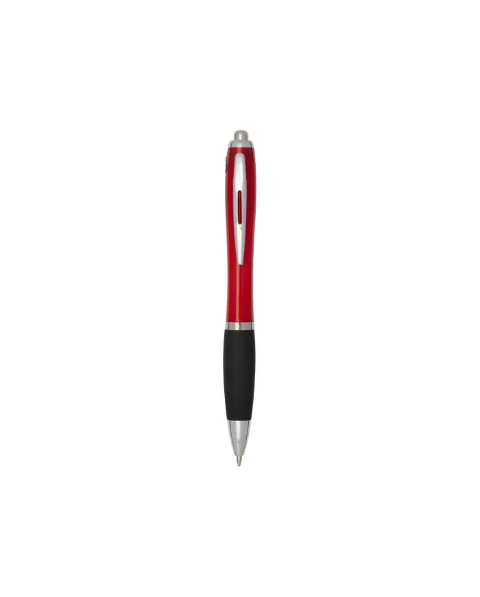Penna a sfera in plastica riciclata certificata RCS con fusto colorato e impugnatura di colore nero (inchiostro n - cod. P106448