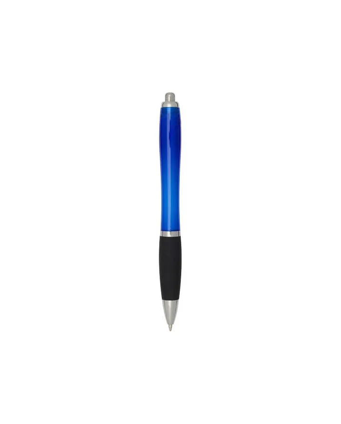 Penna a sfera in plastica riciclata certificata RCS con fusto colorato e impugnatura di colore nero (inchiostro n - cod. P106448