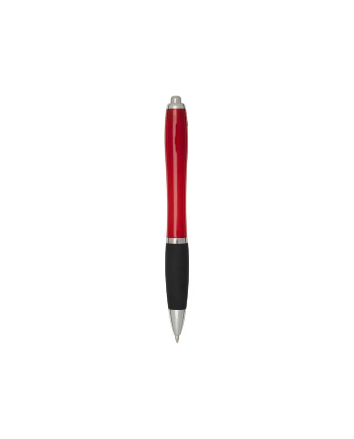 Penna a sfera in plastica riciclata certificata RCS con fusto colorato e impugnatura di colore nero (inchiostro n - cod. P106448