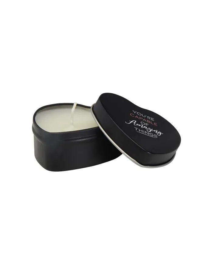 Candela in scatola di latta a forma di cuore all'aroma di vaniglia Blissful - cod. P126353