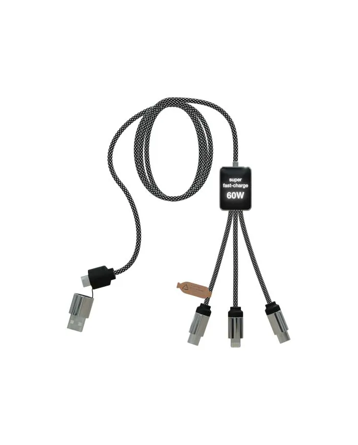 Cavo di ricarica di Tipo-C con doppio logo luminoso da 60 W SCX.design C33 - cod. P2PX213