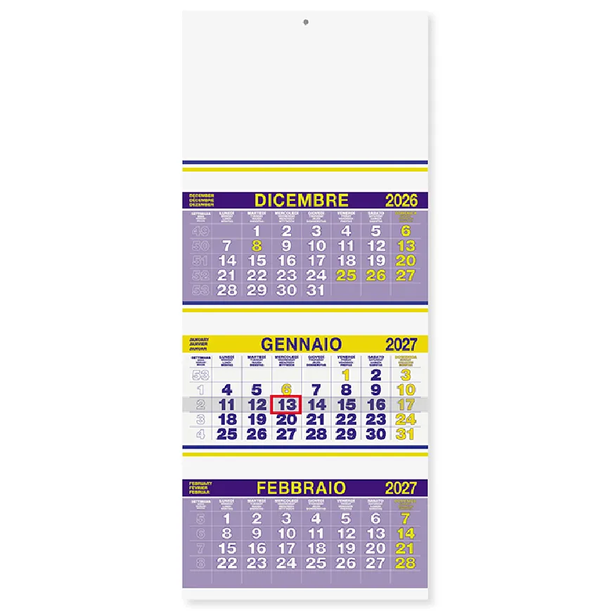 Calendario trittico fluo da personalizzare - cod. PA500