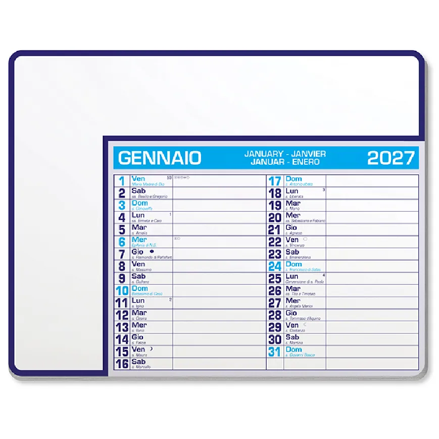 Tappetino mouse calendario - Calendar pad edge cod. PA782