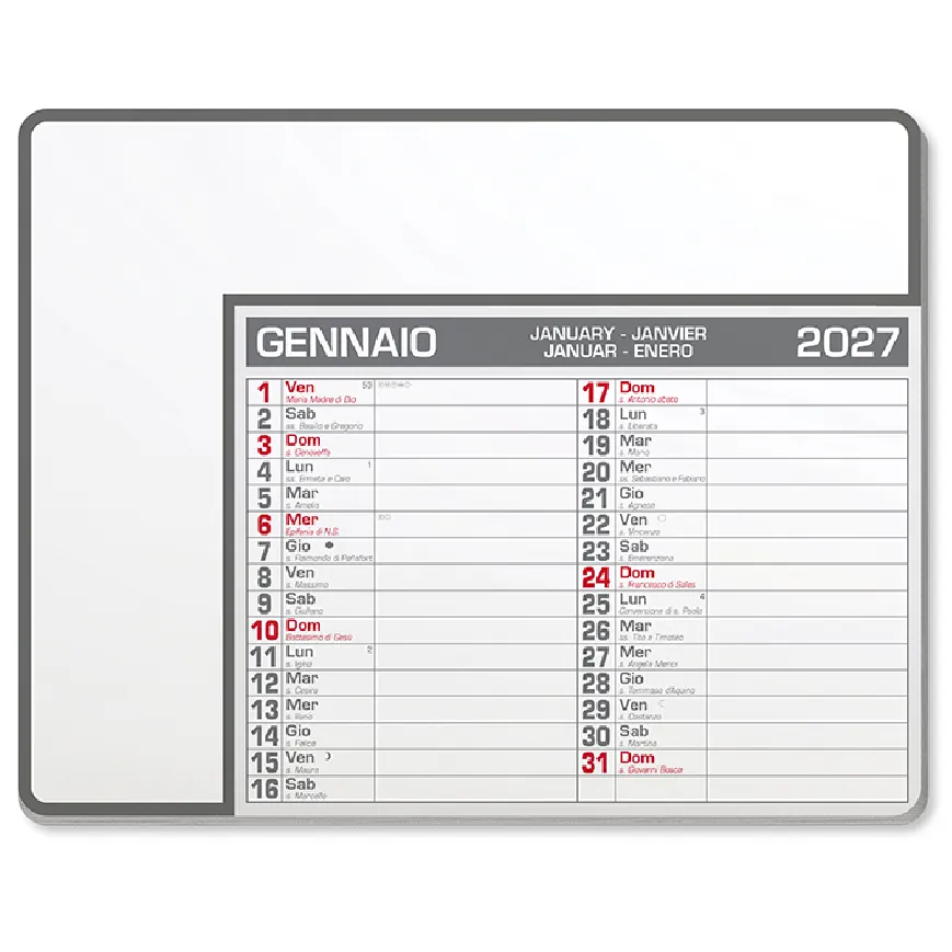 Tappetino mouse calendario - Calendar pad edge cod. PA782