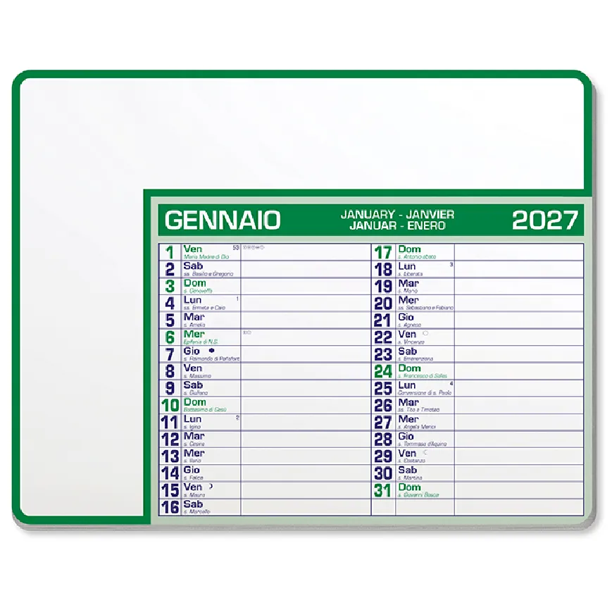 Tappetino mouse calendario - Calendar pad edge cod. PA782