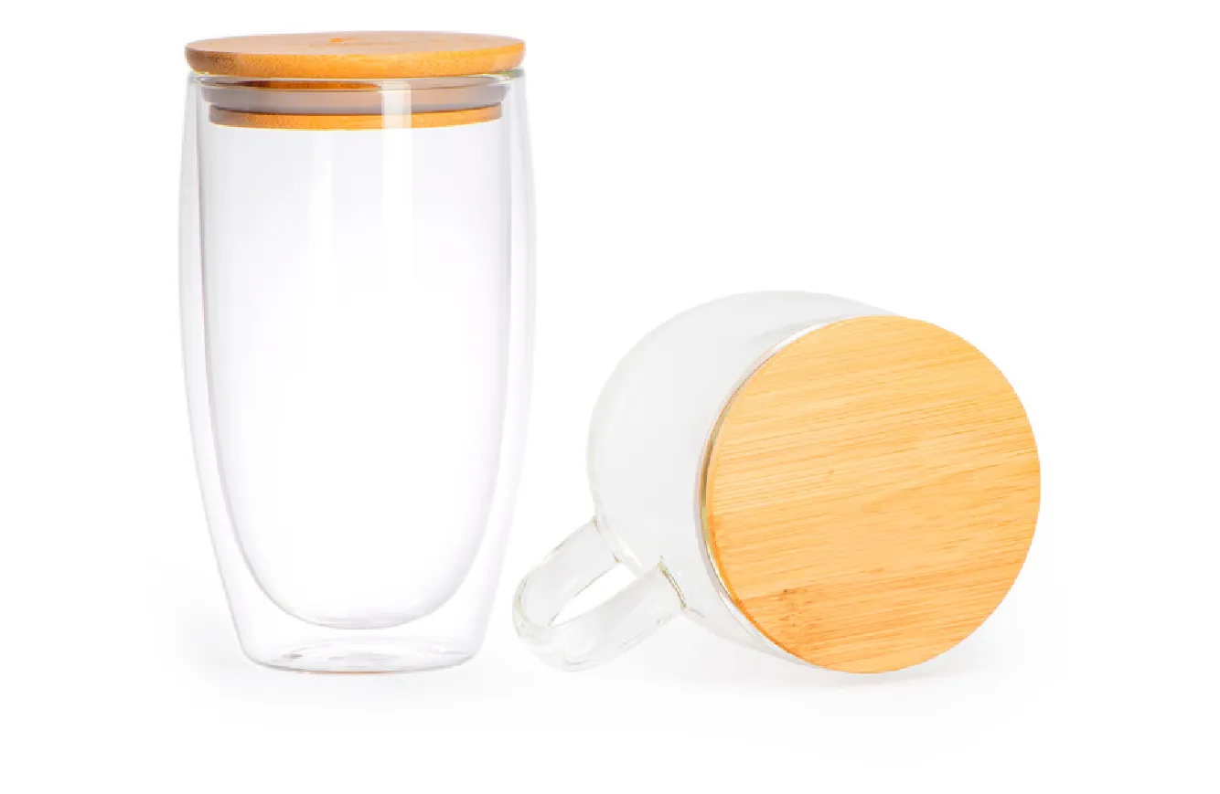 Bicchieri termici con coperchio di bambù - FA-7980
