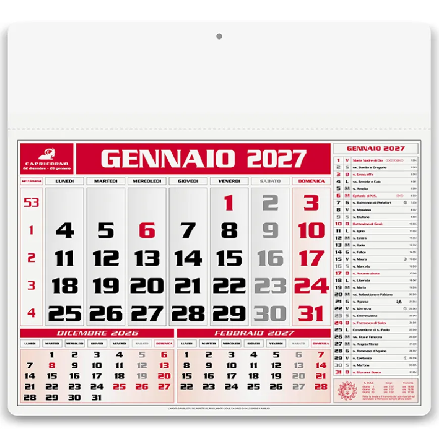 Calendario americano 2027 per ufficio - PA560